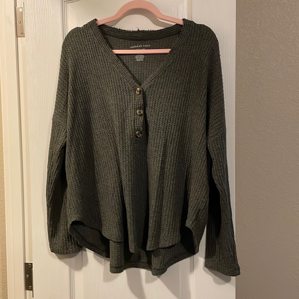 COPY - American Eagle soft and sexy plush olive green top